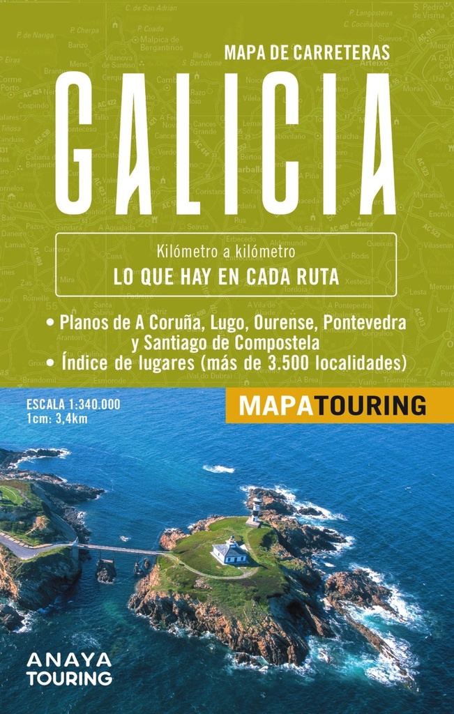 Mapa de carreteras Galicia (desplegable), escala 1:340.000