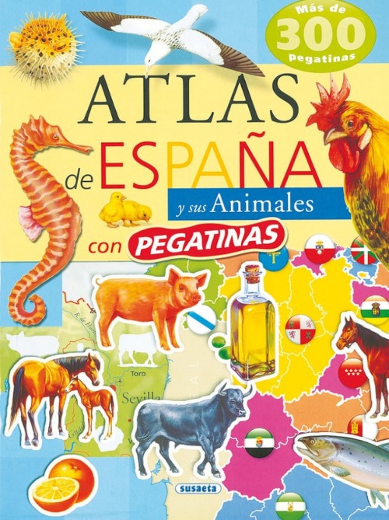 Atlas de España y sus animales con pegatinas