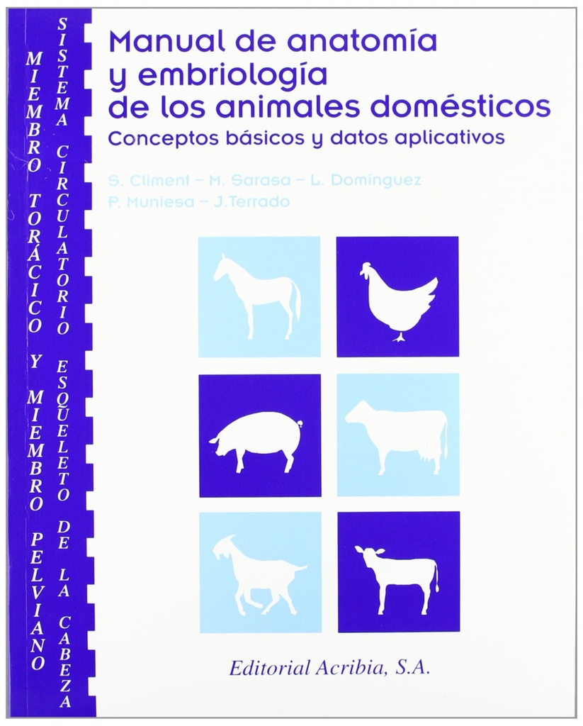 MANUAL DE ANATOMÍA/EMBRIOLOGÍA DE LOS ANIMALES DOMÉSTICOS. CONCEPTOS BÁSICOS/DATOS APLICATIVOS. MIEM