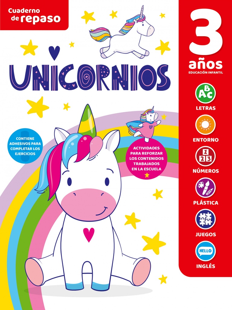 CUADERNO DE REPASO TEMÁTICO LUMINISCENTE 3 AÑOS UNICORNIOS