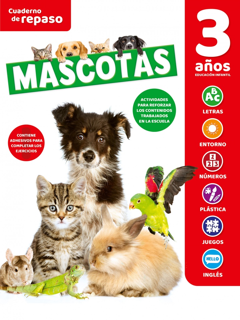 CUADERNO DE REPASO TEMÁTICO LUMINISCENTE 3 AÑOS MASCOTAS