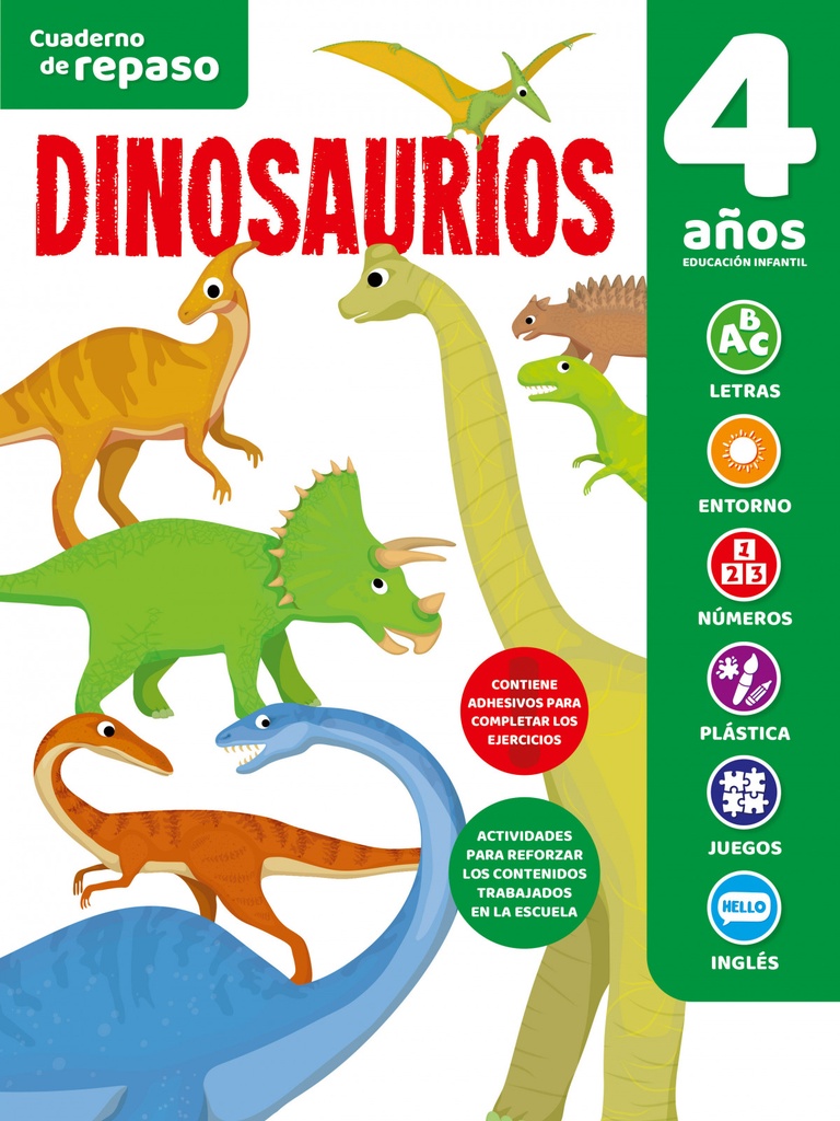 CUADERNO DE REPASO TEMÁTICO LUMINISCENTE 4 AÑOS DINOSAURIOS