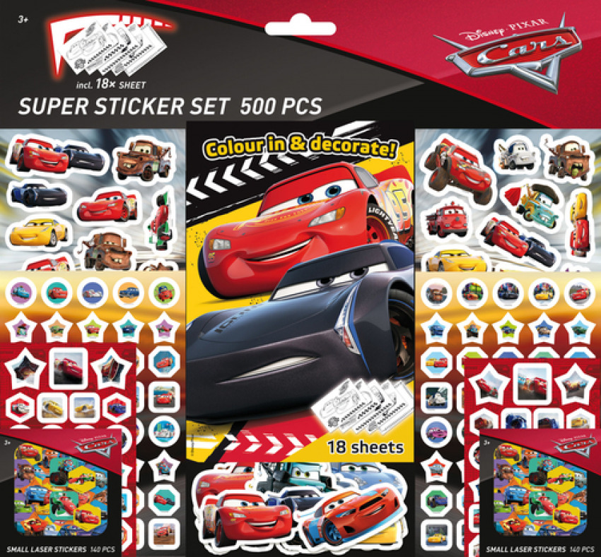 Super set de 500 pegatinas de cars