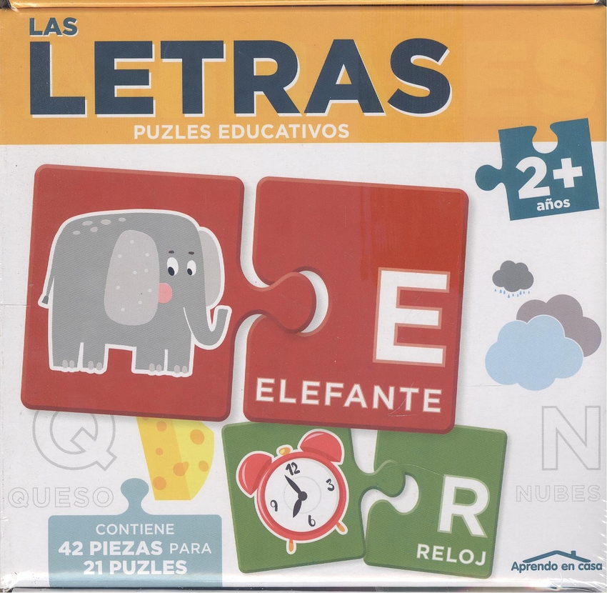 LAS LETRAS (2+ AÑOS) - APRENDO EN CASA - PUZLES EDUCATIVOS (42 PIEZAS PARA 21 PUZLES)