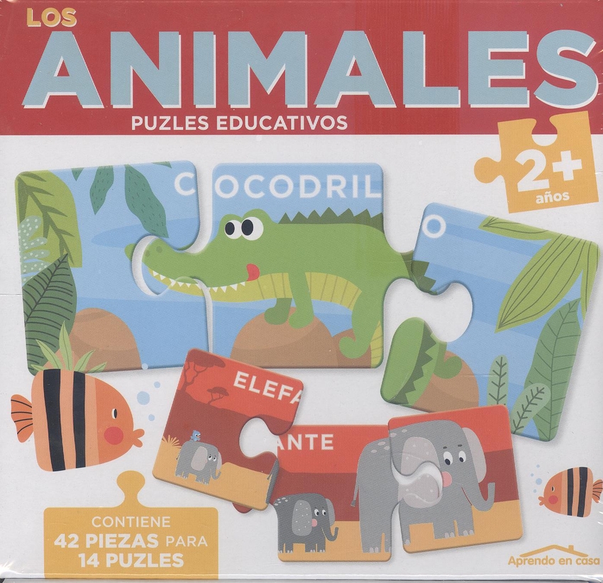 LOS ANIMALES (2+ AÑOS)- APRENDO EN CASA - PUZLES EDUCATIVOS (42 PIEZAS PARA 14 PUZLES)