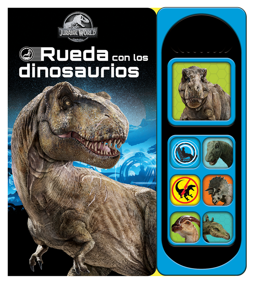 RUEDA CON LOS DINOSAURIOS. 7 BOTONES JURASSIC WORLD. LSB