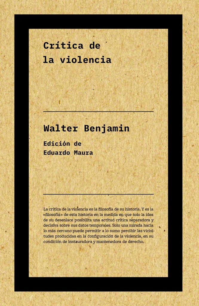 Crítica de la violencia (NE)