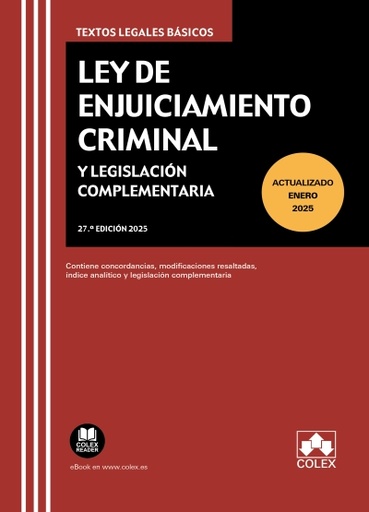 [9788411948654] Ley de Enjuiciamiento Criminal y Legislación Complementaria 27ª ED. 2025