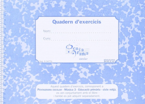 [9788480208109] Pentagrama escolar: quadern exercicis 3º curso