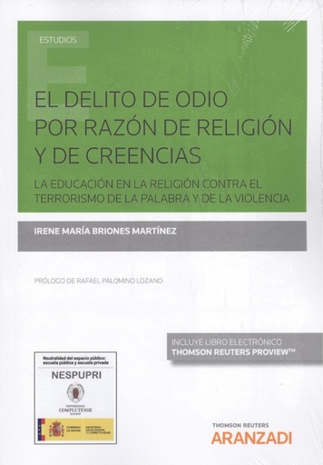 [9788491976424] EL DELITO DE ODIO POR RAZÓN DE RELIGIÓN Y DE CREENCIAS.(DÚO)