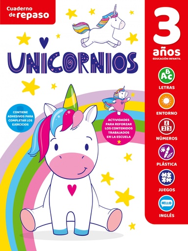 [9788491787877] CUADERNO DE REPASO TEMÁTICO LUMINISCENTE 3 AÑOS UNICORNIOS