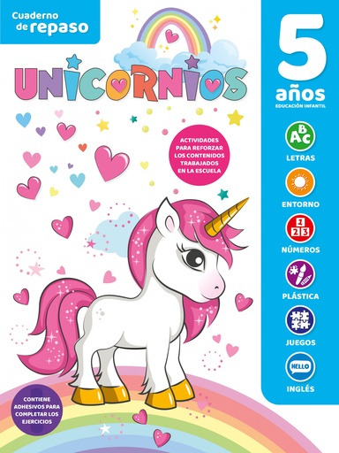 [9788491787921] CUADERNO DE REPASO TEMÁTICO LUMINISCENTE 5 AÑOS UNICORNIOS