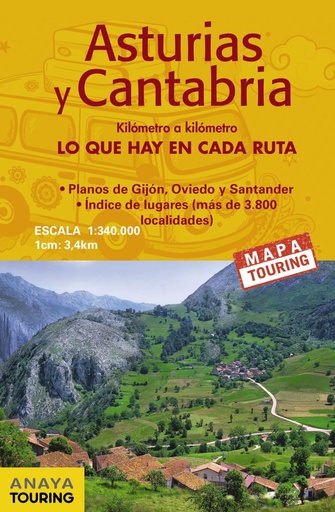 [9788491582960] Mapa de carreteras Asturias y Cantabria (desplegable), escala 1:340.000