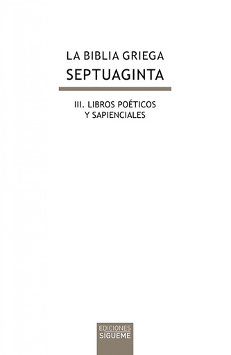 [9788430118540] La biblia griega:III libros poeticos y sapienciales