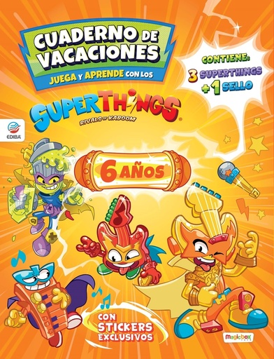 [9788419011107] Cuaderno de Vacaciones juega y aprende Superthings Guardians of Kazoom para 6 añ