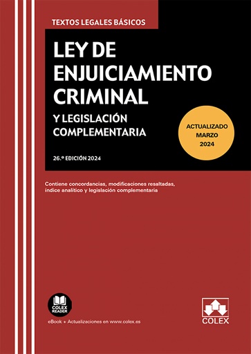 [9788411943093] Ley de Enjuiciamiento Criminal y Legislación Complementaria 26º Ed. 2024