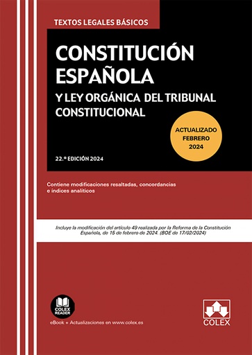 [9788411943178] Constitución Española y Ley Orgánica del Tribunal Constitucional 22º Ed. 2024